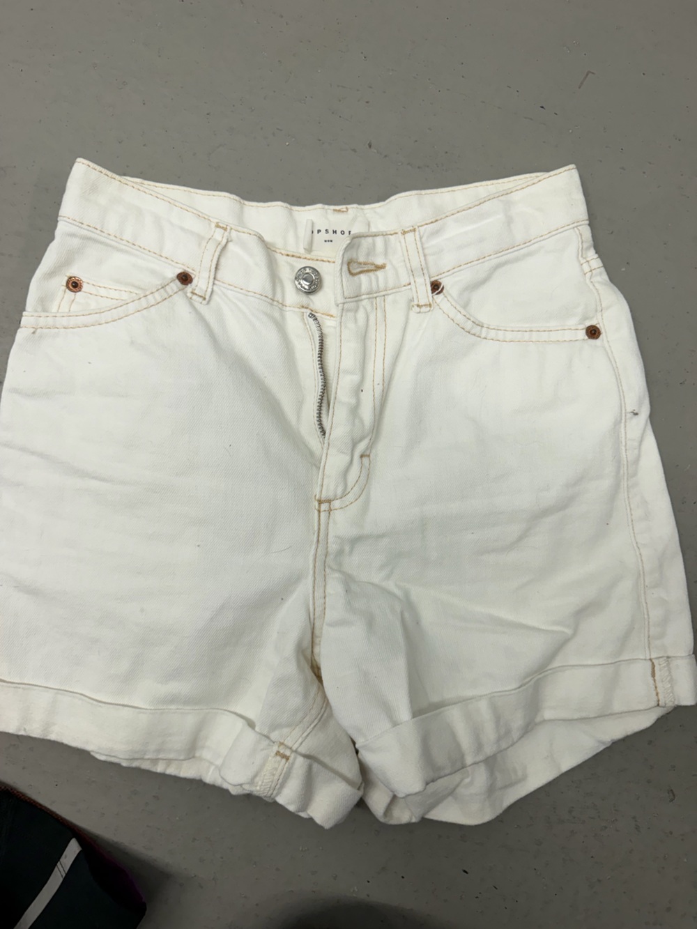 Topshop White High-Rise Denim Shorts